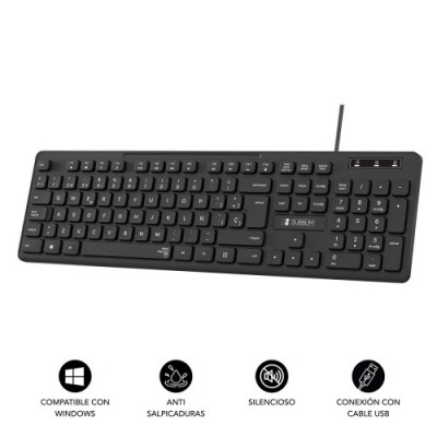 SUBBLIM Teclado Ergonomico Business Slim Silencioso con cable USB