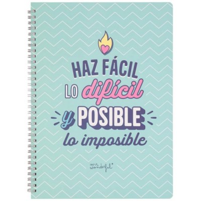 LIBRETA HAZ FaCIL LO DIFiCIL Y POSIBLE LO IMPOSIBLE MR WONDERFUL WOA11058ES