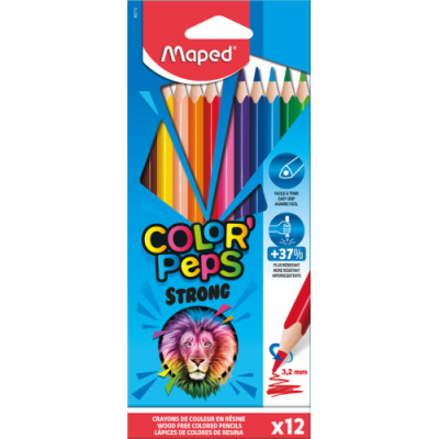 Maped Strong colour pencils laapiz de color Negro Marron Verde Azul claro Verde claro Marina Naranja Melocoton Rosa Purpura Roj