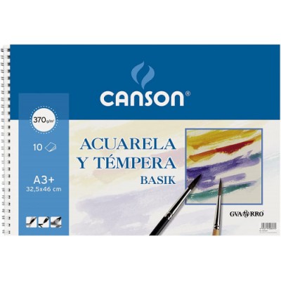 BLOC ESCOLAR BASIK 370 GR PARA TeMPERA Y ACUARELA A3 10 HOJAS GUARRO CANSON C200400697