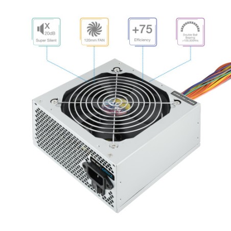10576-TooQ TQAPOLO-500SP unidad de fuente de alimentacion 500 W 20+4 pin ATX ATX Plata