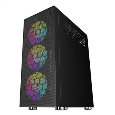 NFORTEC CAJA GAMING CRISTAL TEMPLADO AQUERONTE BLACK USB 30 A RGB NEGRO