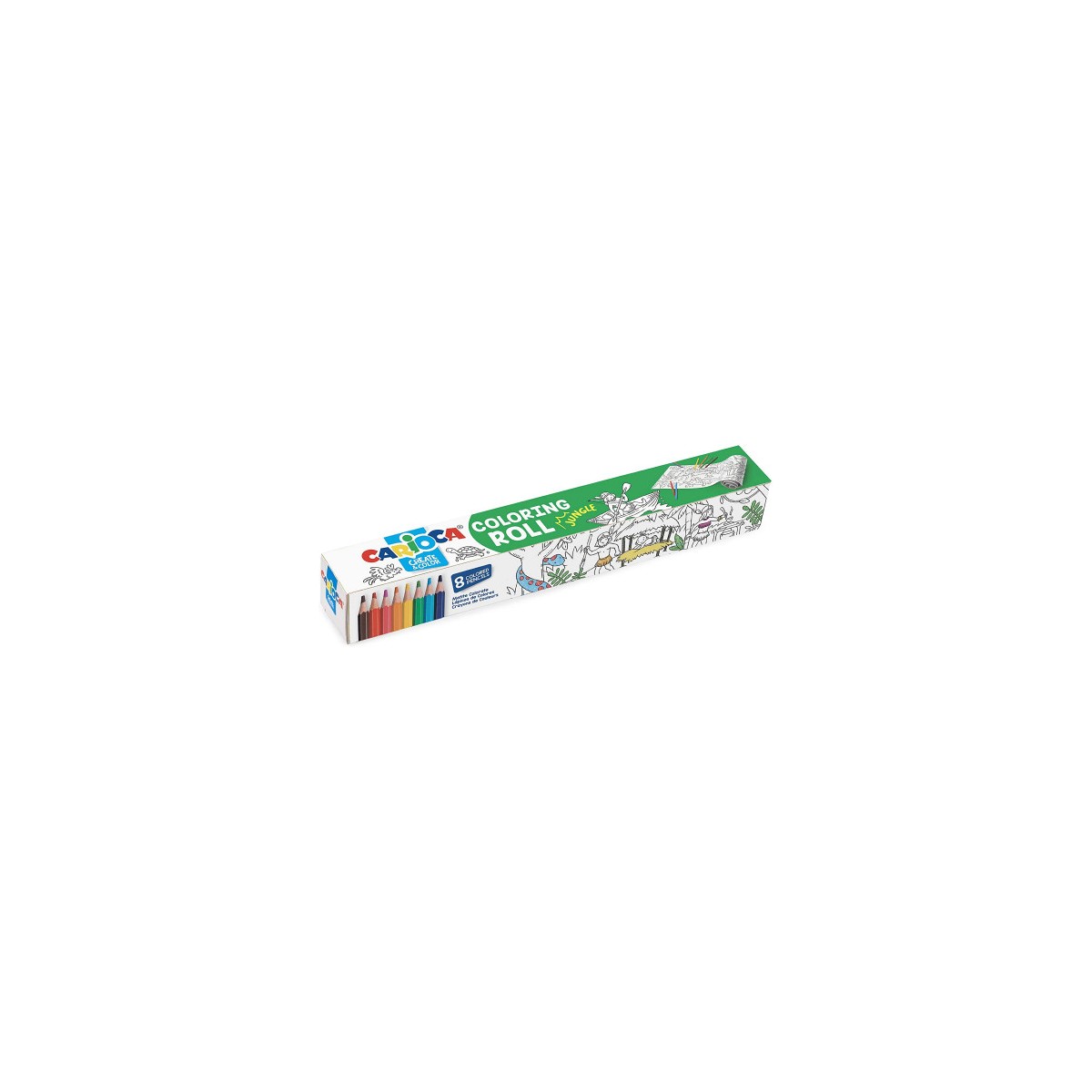 SET COLORING ROLL JUNGLE 8 PENCILS CARIOCA 42978