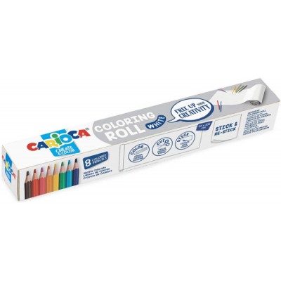 SET COLORING ROLL WHITE 200 X 30 CM 8 LaPICES CARIOCA 42980