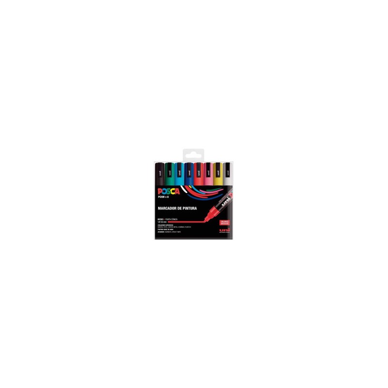 10774-ESTUCHE 8 UDS. PC-5M BASIC POSCA UNIBALL 182634679