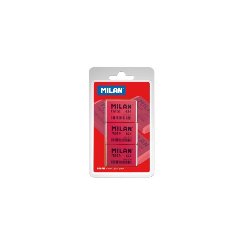 10785-BLISTER 3 GOMAS NATA(R) 624 CON BANDA DE CELOFAN ROSA MILAN BPM9205