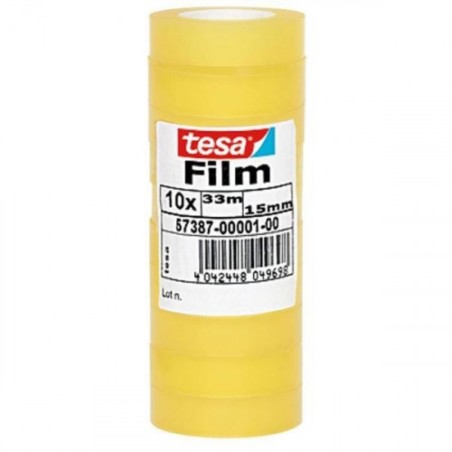 1104-TORRE 10 ROLLOS CINTA ADHESIVA STANDARD 15MM.X33M. TRANSPARENTE TESA 57387-00001-01