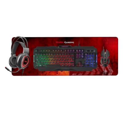 Mars Gaming MCPRGB2 Combinacion Teclado USB Raton Alfombrilla y Cascos Espanol