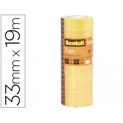 PACK 8 ROLLOS CINTAS ADHESIVAS TRANSPARENTE 19MM X 33M 508 1933 SCOTH 7100213205