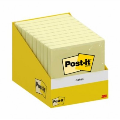 BLOC 100 HOJAS NOTAS ADHESIVAS 76X76MM CANARY YELLOW ENCELOFANADO CAJA DISPENSADORA 6820 CY W10 POST IT 7100317841