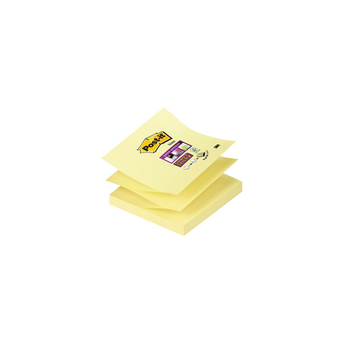 PACK 12 BLOCS 90 HOJAS Z NOTES ADHESIVAS 76X76MM SUPER STICKY CANARY YELLOW CAJA CARToN R330 12SS CY POST IT 7100290161