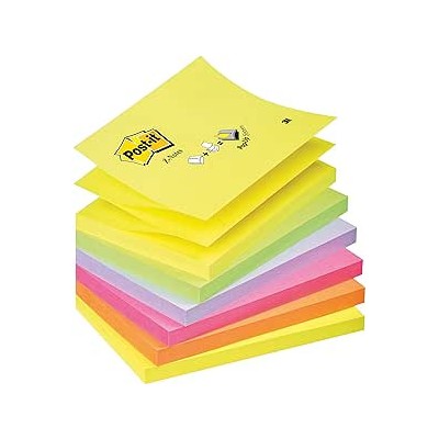 PACK 12 BLOCS 100 HOJAS Z NOTES ADHESIVAS 76X76MM COLORES SURTIDOS FLuOR R330 NR POST IT 7100290154