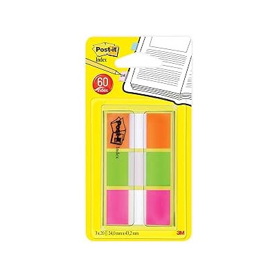 BLISTER DISPENSADOR 60 MARCADORES INDEX 254X432MM NARANJA ROSA VERDE 680 ROYN POST IT 7100102571