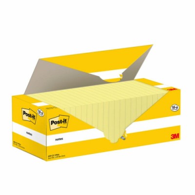 PACK 186 BLOCS 100 HOJAS NOTAS ADHESIVAS 76X127MM CANARY YELLOW CAJA CARToN 655 CY VP24 POST IT 7100317836