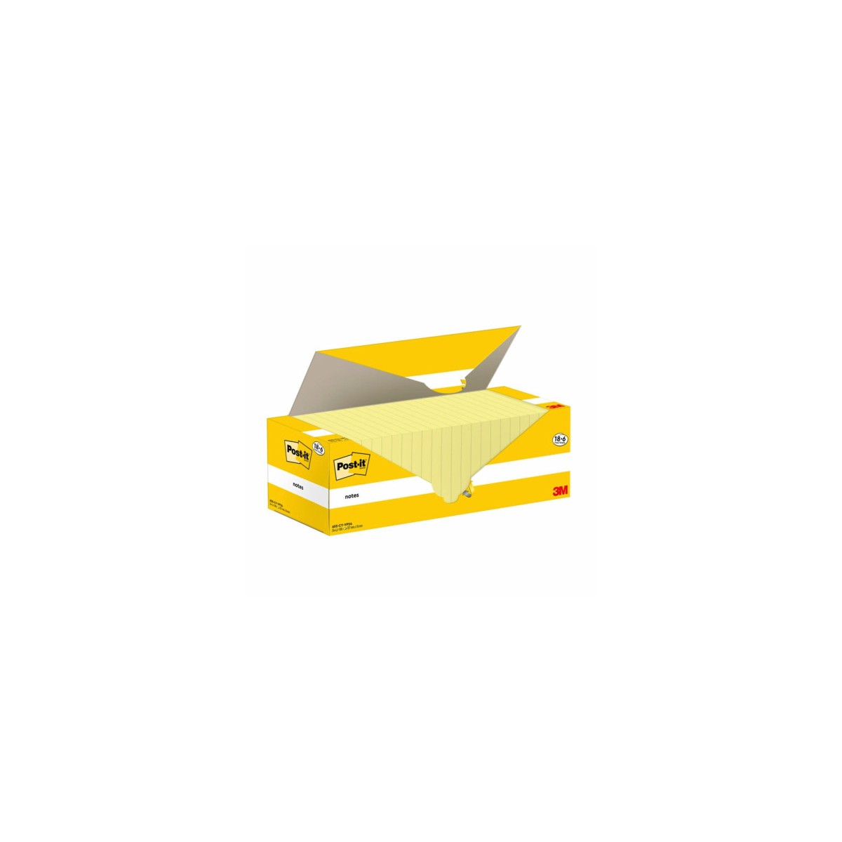 PACK 186 BLOCS 100 HOJAS NOTAS ADHESIVAS 76X127MM CANARY YELLOW CAJA CARToN 655 CY VP24 POST IT 7100317836