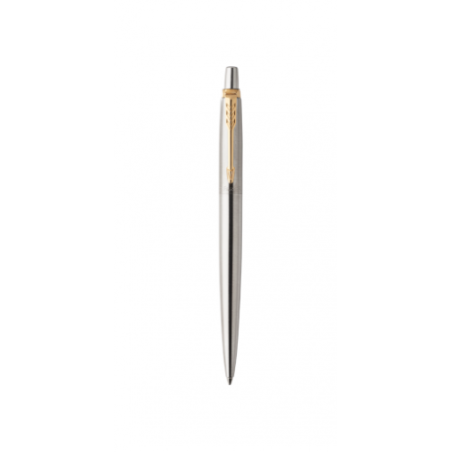 1138-BOLIGRAFO RETRACTIL JOTTER DE ACERO INOXIDABLE CON RIBETE DORADO PUNTO MEDIO TINTA AZUL PARKER 1953182