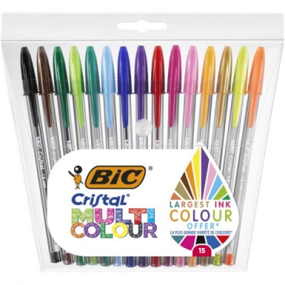 BOLSA 15 UNIDADES BOLIGRAFOS MULTICOLOR 16 MM BIC 964899