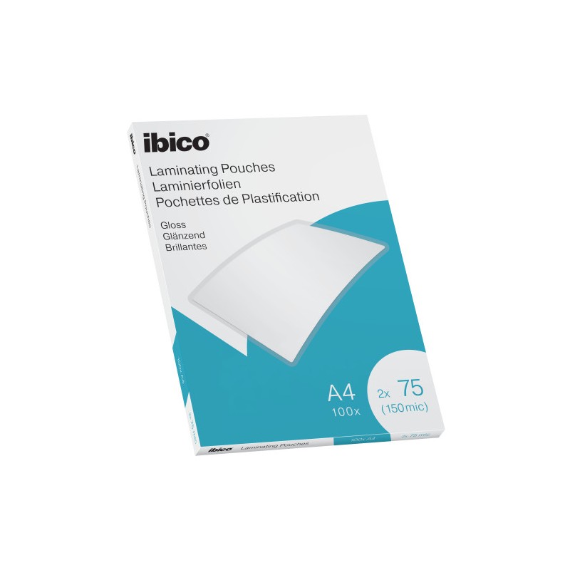 11878-CAJA 100 BOLSAS DE PLASTIFICACION 216X303 A4 BRILLO 75 MICRAS IBICO 627316