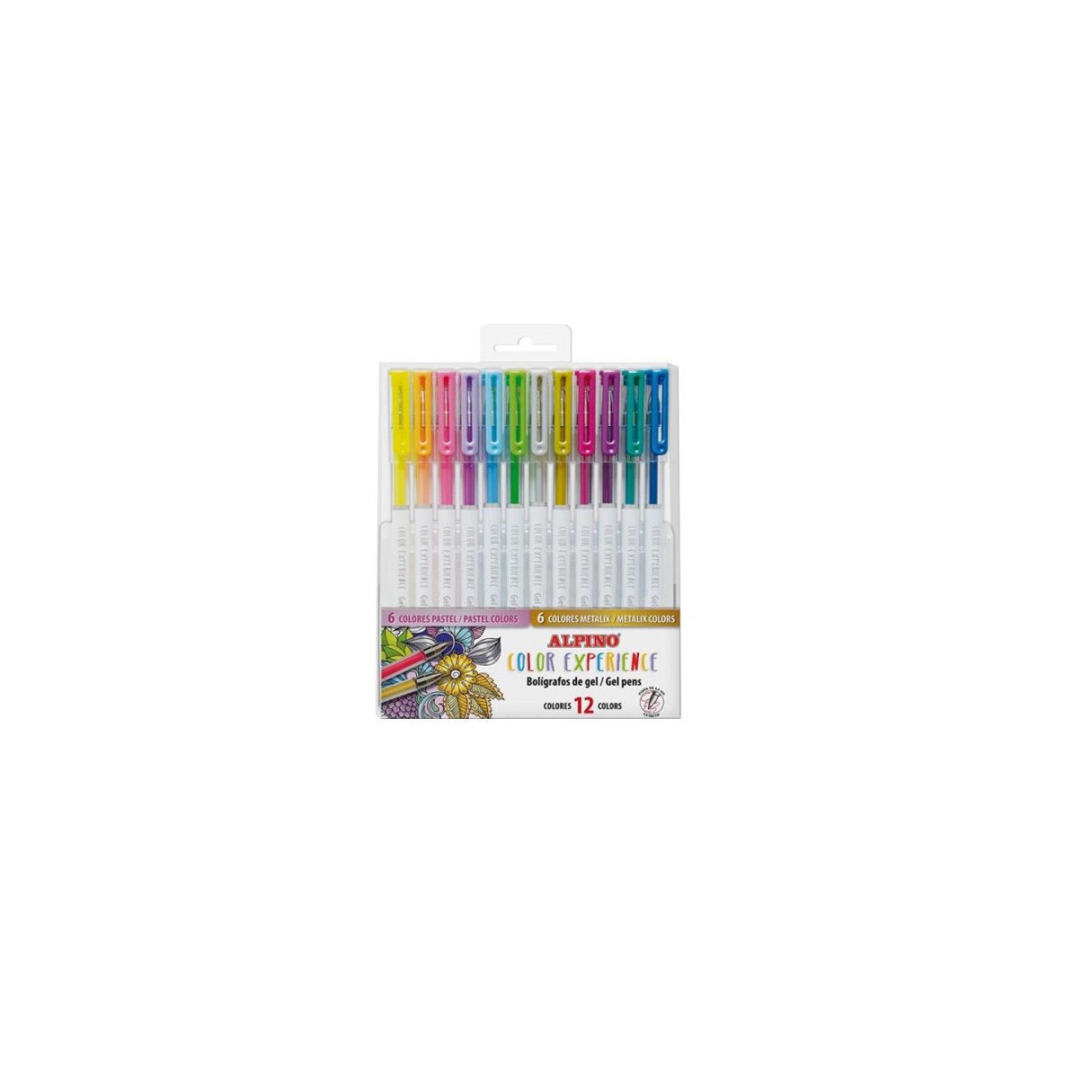 ESTUCHE 12 BOLiGRAFOS DE GEL CON PURPURINA 6 METaLICOS6PASTEL COLOR EXPERIENCE ALPINO AR001042