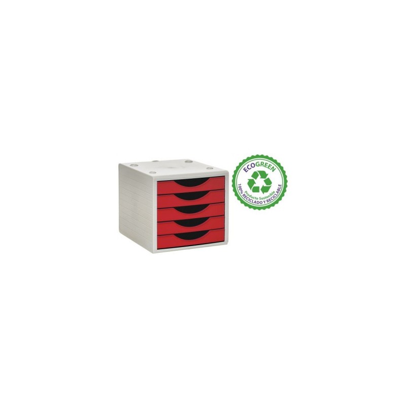 12132-MODULO ECOGREEN 5 CAJONES BLANCO 100% RECICLADO Y RECICLABLE DIN A4 FOLIO Y SUBCARPETA MEDIDAS: 340X270X260 MM CAR