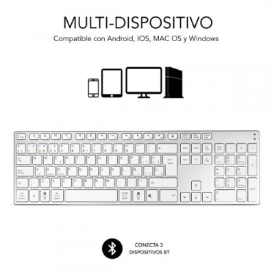 SUBBLIM Teclado Wireless Bluetooth Aluminio Advance Extended Silver