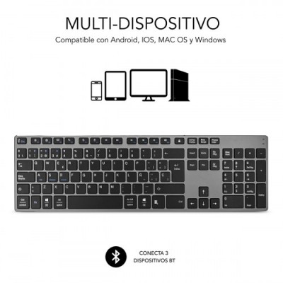 SUBBLIM Teclado Wireless Bluetooth Aluminio Advance Extended Grey