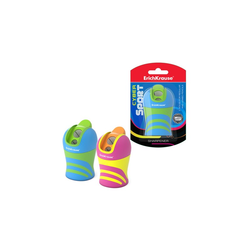 12260-SACAPUNTAS DE PLASTICO DOBLE CYBER SPORT CON DEPOSITO, SISTEMA TOTAL CLEAN, COLOR: SURTIDO ERICH KRAUSE 50473 12260-SACAPUNTAS DE PLASTICO DOBLE CYBER SPORT CON DEPOSITO, SISTEMA TOTAL CLEAN, COLOR: SURTIDO ERICH KRAUSE 50473