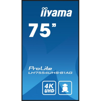 iiyama LH7554UHS B1AG pantalla de senalizacion Pantalla plana para senalizacion digital 1905 cm 75 LCD Wifi 500 cd m 4K Ultra H