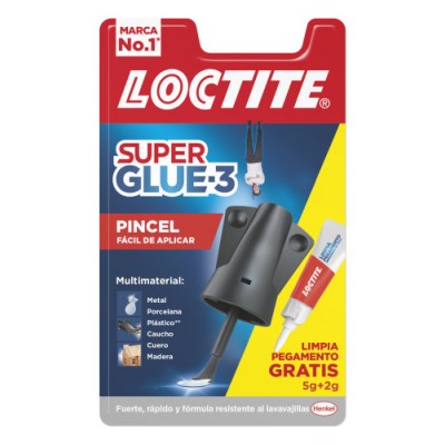 ADHESIVO INSTANTANEO SUPER GLUE 3 5GR BRUSH LIMPIA PEGAMENTO GRATIS LOCTITE 2600307