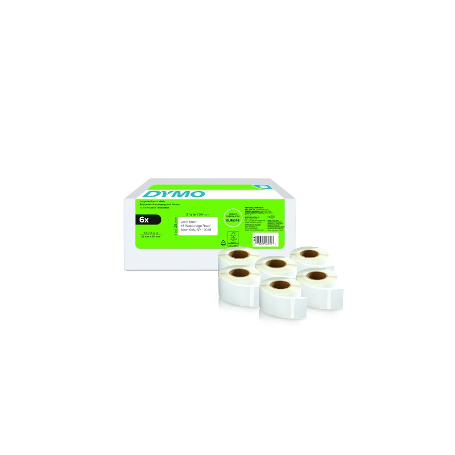 12341-PACK 6 ROLLOS LW ETIQUETAS 25X54MM DYMO 2177564 12341-PACK 6 ROLLOS LW ETIQUETAS 25X54MM DYMO 2177564