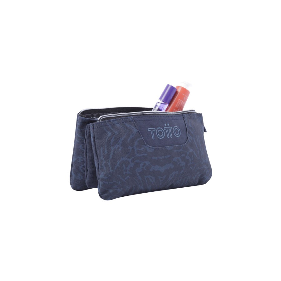 12454-ESTUCHE ESCOLAR TRES COMPARTIMENTOS AZUL Y NEGRO GEOMETRIC - TABLERO TOTTO AC52ECO012-2210Z-3JG