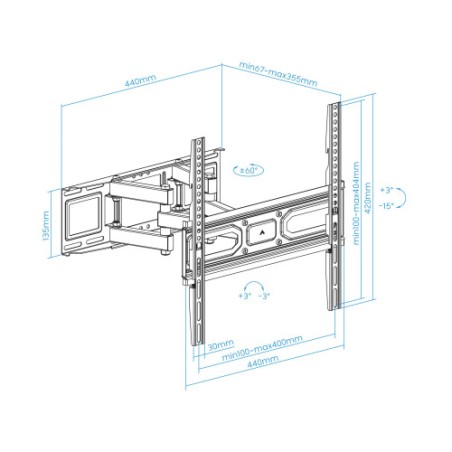13445-TooQ Soporte de pared para pantallas 32"- 70"