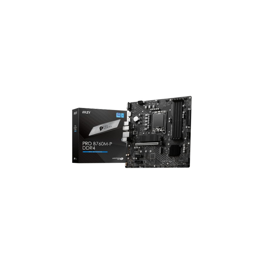 13572-PLACA MSI PRO B760M-P,INTEL,1700,B760,4DDR5,192GB,VGA+HDMI+DP,4SATA+2M.2,4USB3.2,GBLAN,MATX