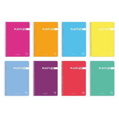 CUADERNO SERIE PLASTIPAC 90 GRS TAPA POLIPROPILENO FOLIO 215X310MM 80 HOJAS PAUTADO 25 CON MARGEN SURTIDO PACSA 16408