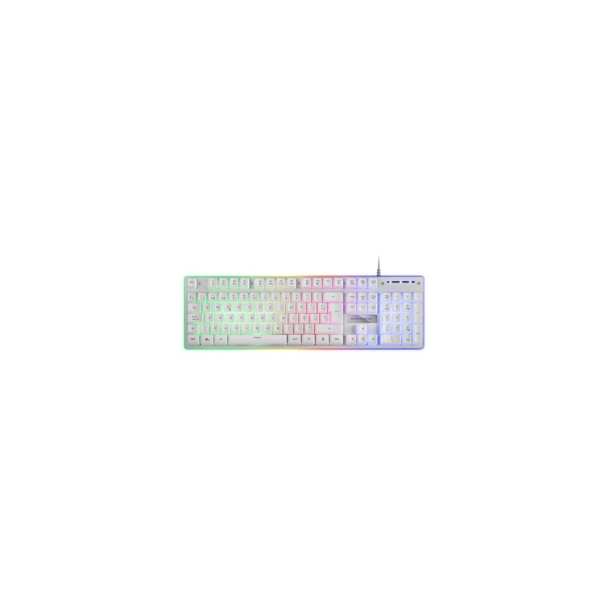 Mars Gaming MK220W Blanco Teclado Gaming H Mech FRGB Rainbow y Halo Antighosting Idioma Espanol