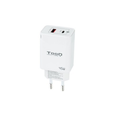 TooQ Cargador de Pared GaN USB C PD USB A QC 45W Blanco