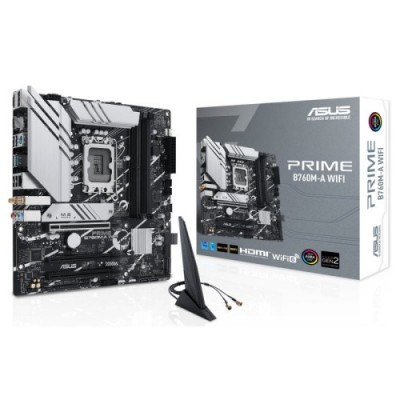 PLACA ASUS PRIME B760M A WIFIINTEL1700B7604DDR5128GB2HDMIDP4SATA2M22USB 32USB C25GBWIFI6EBT52MATX