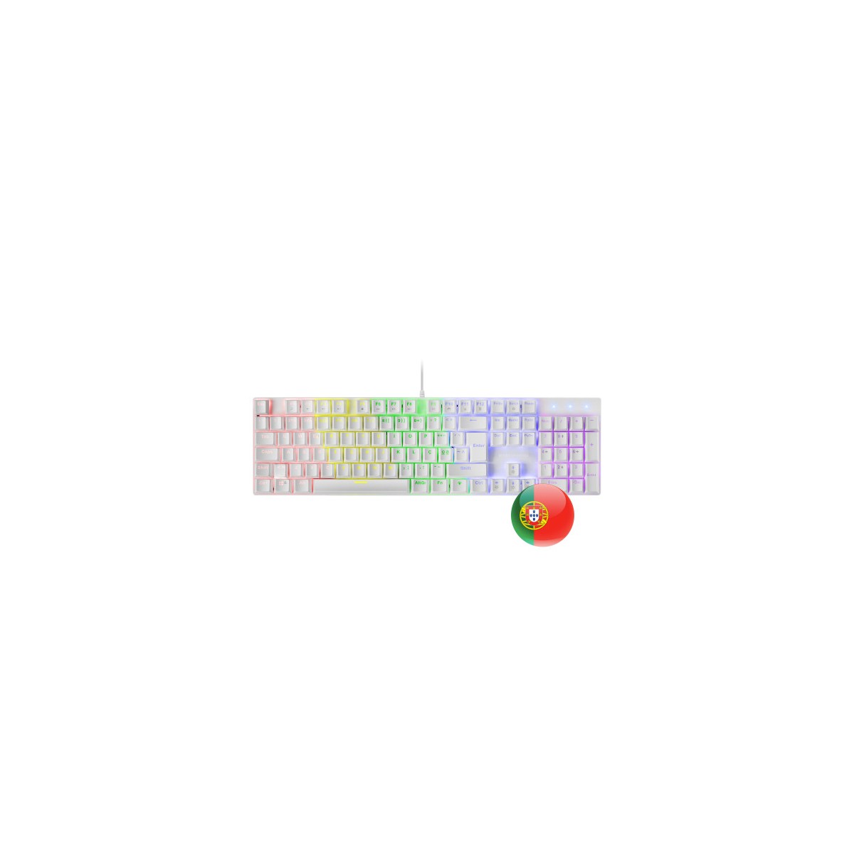 Mars Gaming MK422 Blanco Teclado Gaming RGB Switch Mecanico Rojo Idioma Portugues