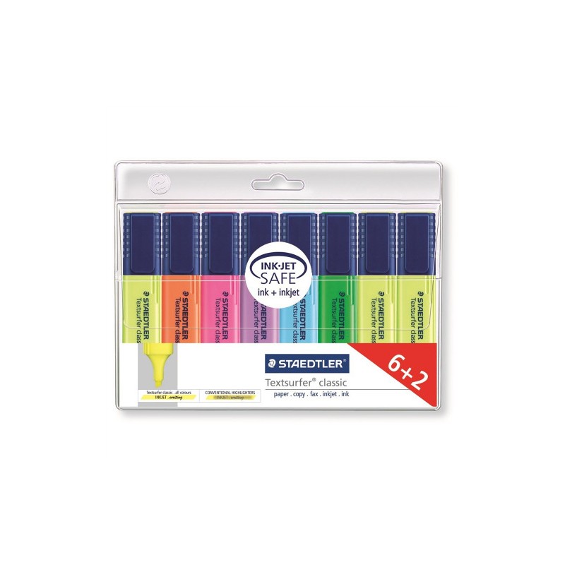 1406-ESTUCHE 6+2 MARCADORES FLUORESCENTES TEXTSURFER CLASSIC 1-5MM. SURTIDOS STAEDTLER 364 A WP8 1406-ESTUCHE 6+2 MARCADORES FLUORESCENTES TEXTSURFER CLASSIC 1-5MM. SURTIDOS STAEDTLER 364 A WP8
