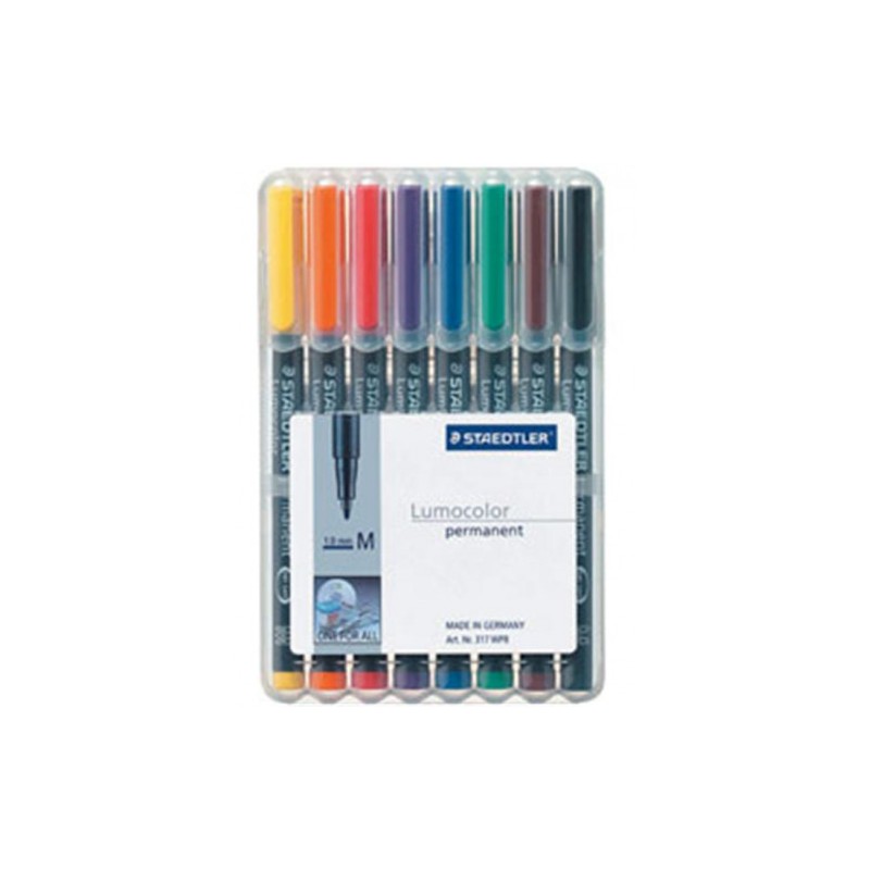 1417-ESTUCHE 8 MARCADORES LUMOCOLOR PERMANENTE PUNTA MEDIA 1MM. SURTIDOS STAEDTLER 317 WP8 1417-ESTUCHE 8 MARCADORES LUMOCOLOR PERMANENTE PUNTA MEDIA 1MM. SURTIDOS STAEDTLER 317 WP8