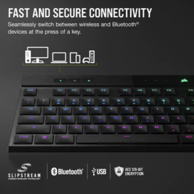 TECLADO CORSAIR K100 AIR WL BLK MX RGB CH 913A01U ES