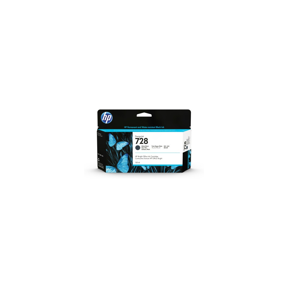 HP 728 130 ml Matte Black DesignJet Ink Cartridge cartucho de tinta 1 piezas Original Rendimiento estandar Negro mate