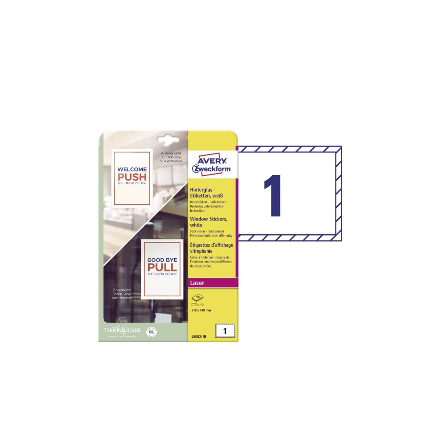 14776-ADHESIVOS DOBLE CARA PARA VENTANAS 210X148 MM 10 HOJAS POR PAQUETE AVERY L9002-10