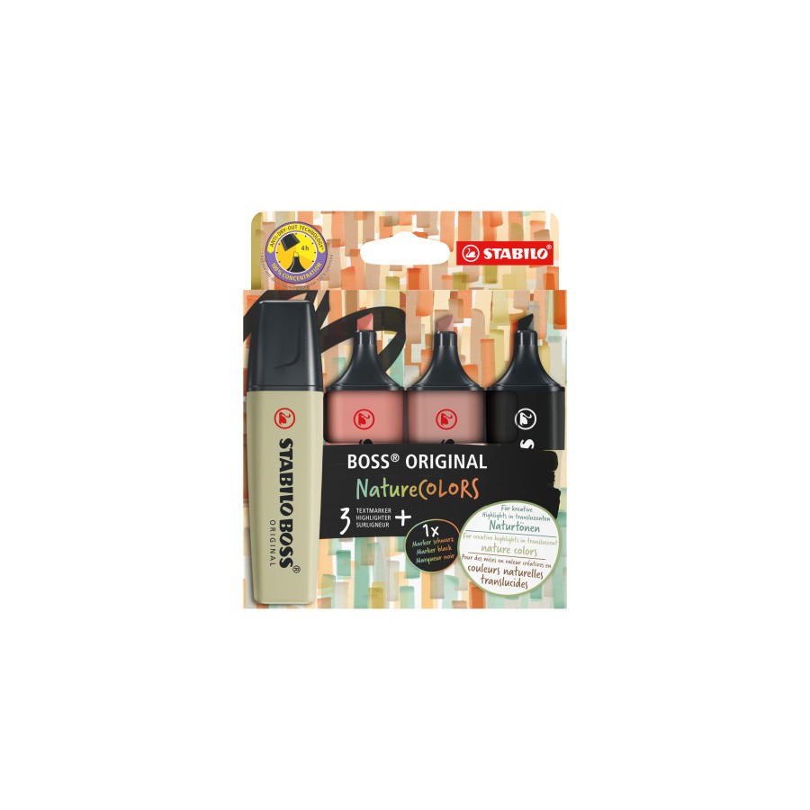 14840-STABILO BOSS ORIGINAL NatureColors marcador 4 pieza(s) Punta de cincel Negro, Bronce, Marron, Verde