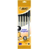 1493-BOLSA 5 BOLIGRAFOS CRISTAL CON CUERPO TRANSPARENTE TRAZO 0,4MM. NEGRO BIC 802051
