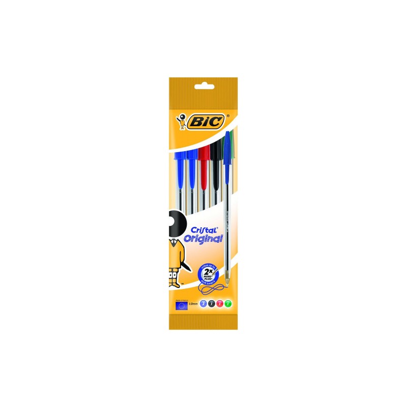 1494-BOLSA 5 BOLIGRAFOS CRISTAL CON CUERPO TRANSPARENTE TRAZO 0,4MM. COLORES SURTIDOS (2A+1N+1R+1V) BIC 802054 1494-BOLSA 5 BOLIGRAFOS CRISTAL CON CUERPO TRANSPARENTE TRAZO 0,4MM. COLORES SURTIDOS (2A+1N+1R+1V) BIC 802054
