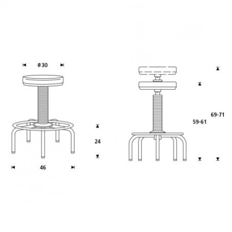 14960-TABURETE CON BASE DE 5 PIES ASIENTO TAPIZADO EN ARAN Y SIMIL PIEL ROCADA 900