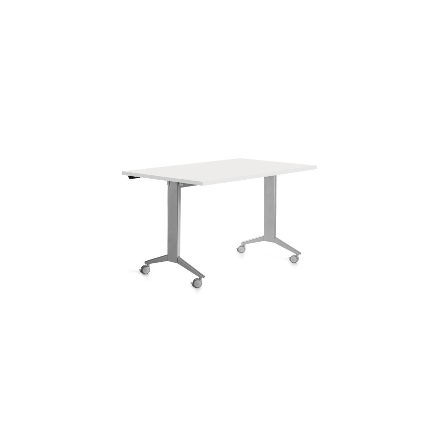 14969-MESA CON TABLERO ABATIBLE 140X80CM COLOR GRIS ALUMINIO/BLANCO ROCADA 2001FD04