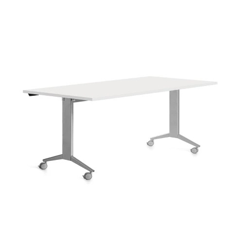 14974-MESA CON TABLERO ABATIBLE 160X80CM COLOR GRIS ALUMINIO/BLANCO ROCADA 2002FD04