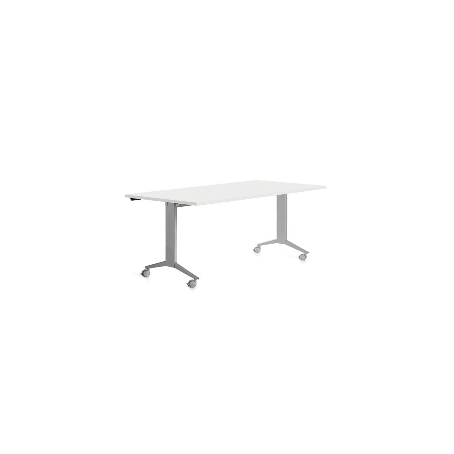 14974-MESA CON TABLERO ABATIBLE 160X80CM COLOR GRIS ALUMINIO/BLANCO ROCADA 2002FD04
